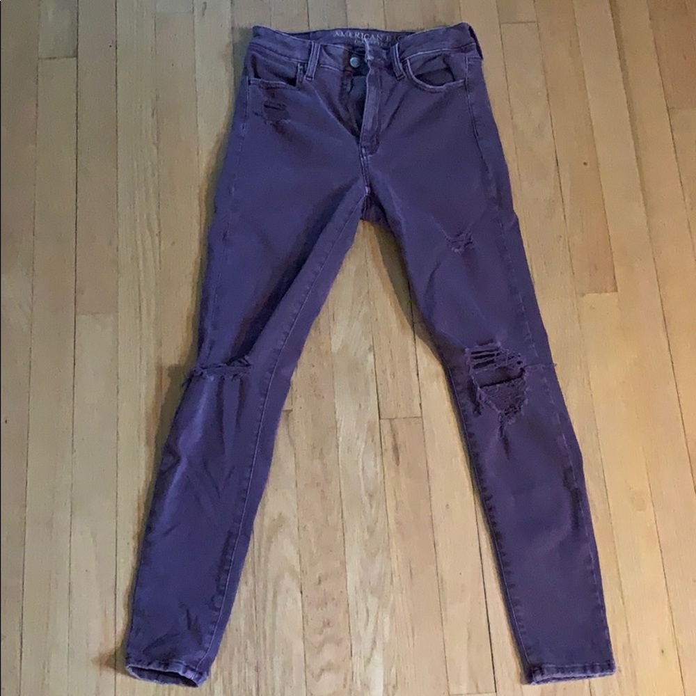 Purple Ripped American Eagle Jeans